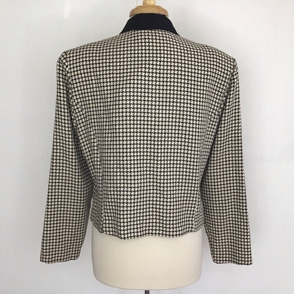 Vintage Melissa cropped black/white houndstooth contrast collar jacket VTG 18 - Picture 4 of 7